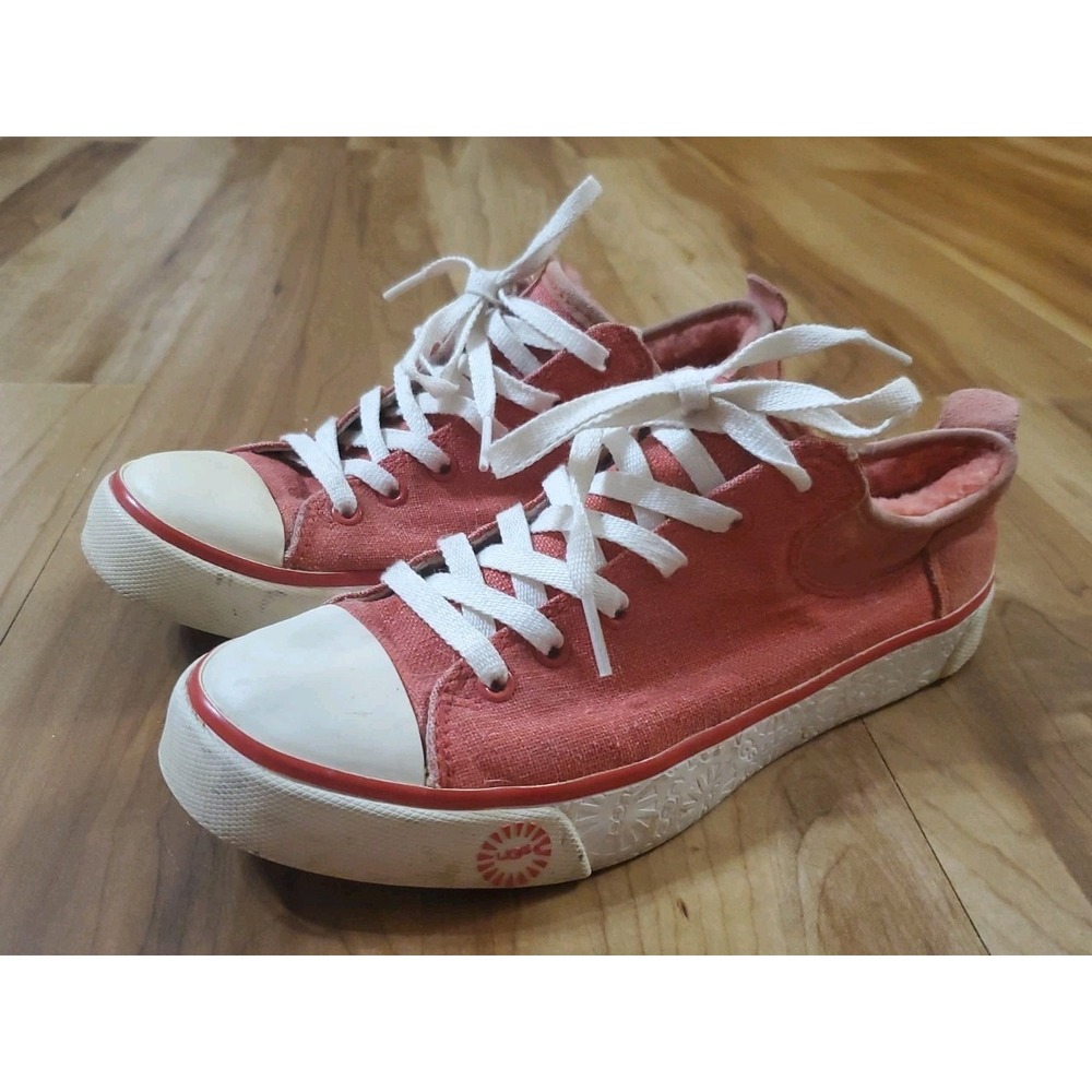 Uggs Australia Leather And Genuine Sheepskin Red Sneakers Size 7.5